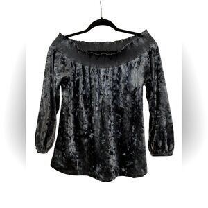 Lucky Brand Crushed Velvet Open Shoulder Top